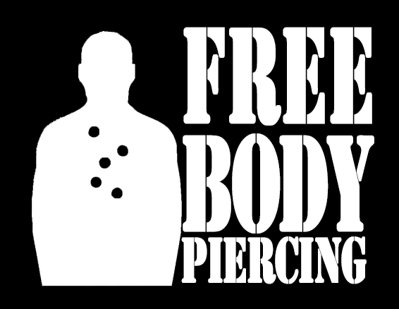 Free Body Piercing - 3.25"x4.5" Vinyl Decal - White